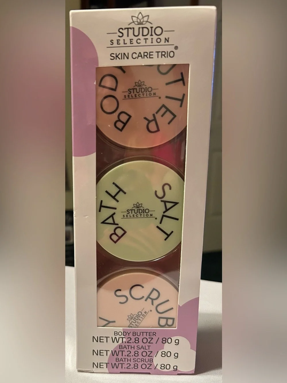 Skin Care Trio - Cream & Pale Pink Bath Set